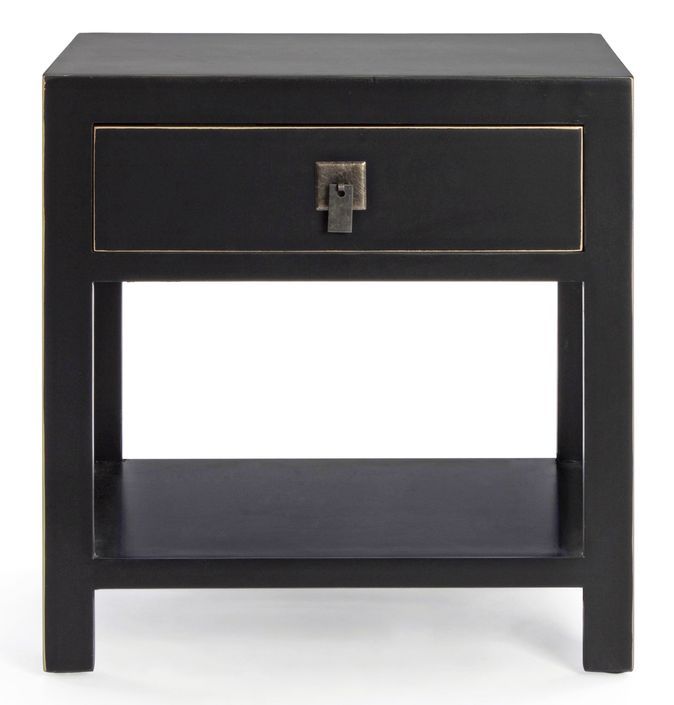 Table d'appoint bois MDF noir 1 tiroir Peno - Lot de 2 - Photo n°3