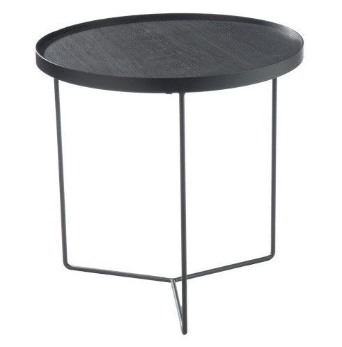 Table d'appoint bois noir et pied métal marron Ocel D 50 cm - Photo n°1