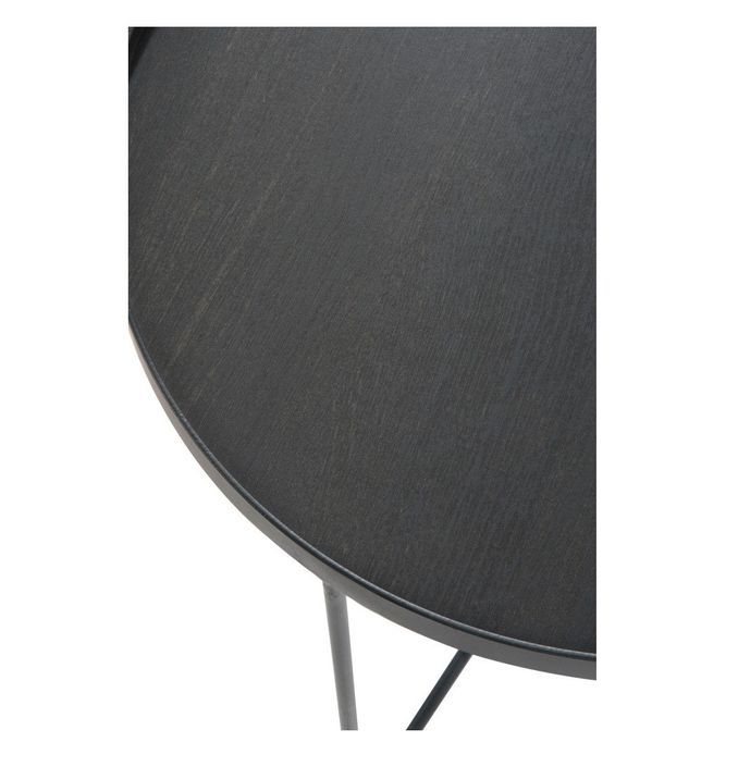 Table d'appoint bois noir et pied métal marron Ocel D 50 cm - Photo n°2