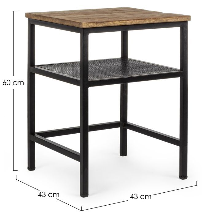 Table d'appoint carré acier noir et bois de manguier Rica 43 cm - Lot de 2 - Photo n°6