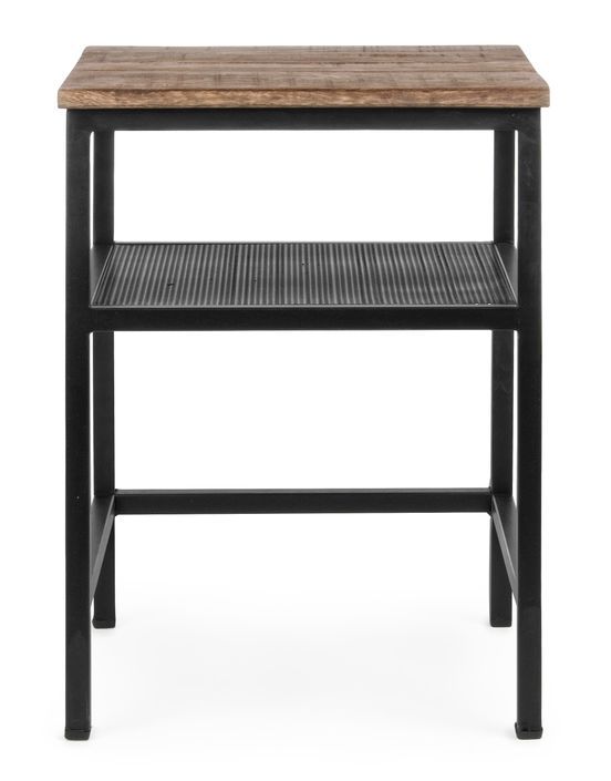 Table d'appoint carré acier noir et bois de manguier Rica 43 cm - Lot de 2 - Photo n°2