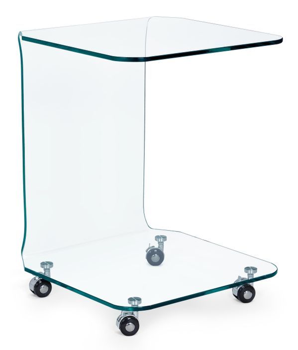 Table d'appoint carré verre transparent à roues Iris - Lot de 2 - Photo n°1