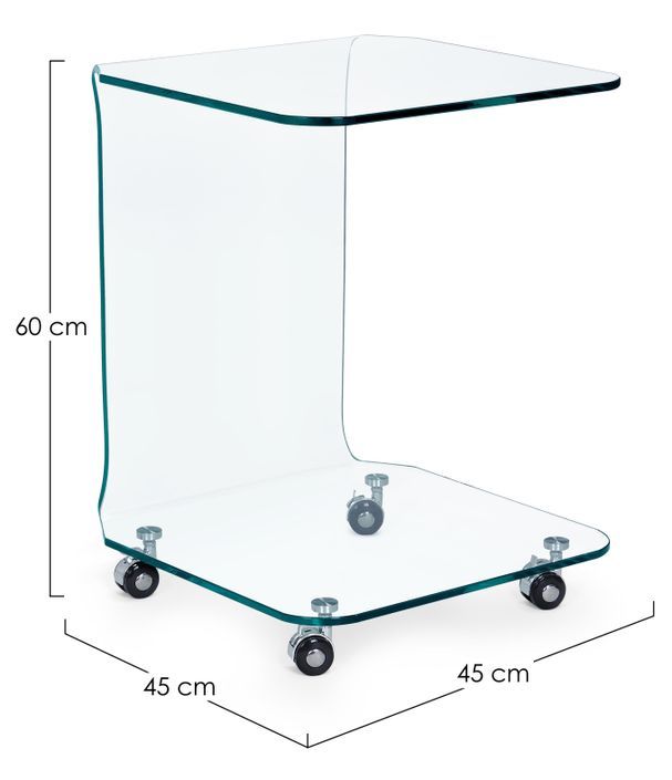 Table d'appoint carré verre transparent à roues Iris - Lot de 2 - Photo n°3