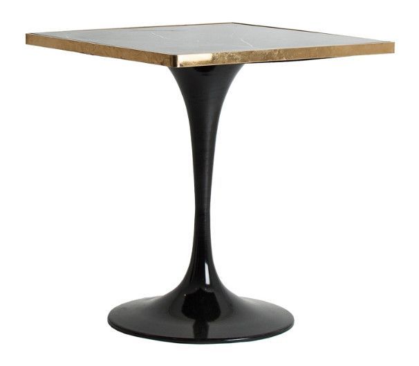 Table d'appoint carrée marbre noir et métal doré Nath - Photo n°2