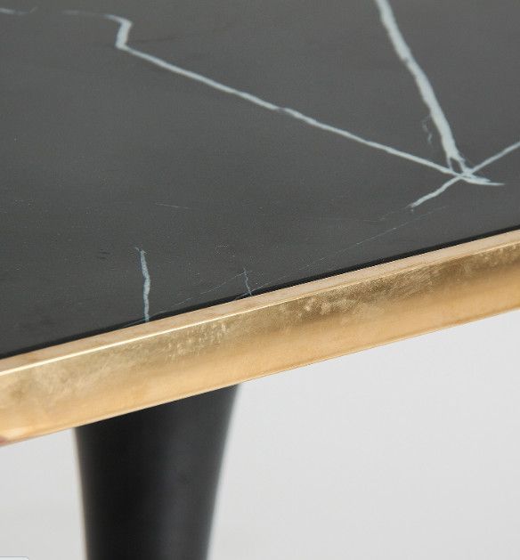 Table d'appoint carrée marbre noir et métal doré Nath - Photo n°3