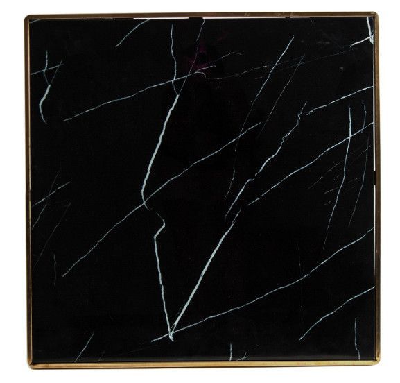 Table d'appoint carrée marbre noir et métal doré Nath - Photo n°4