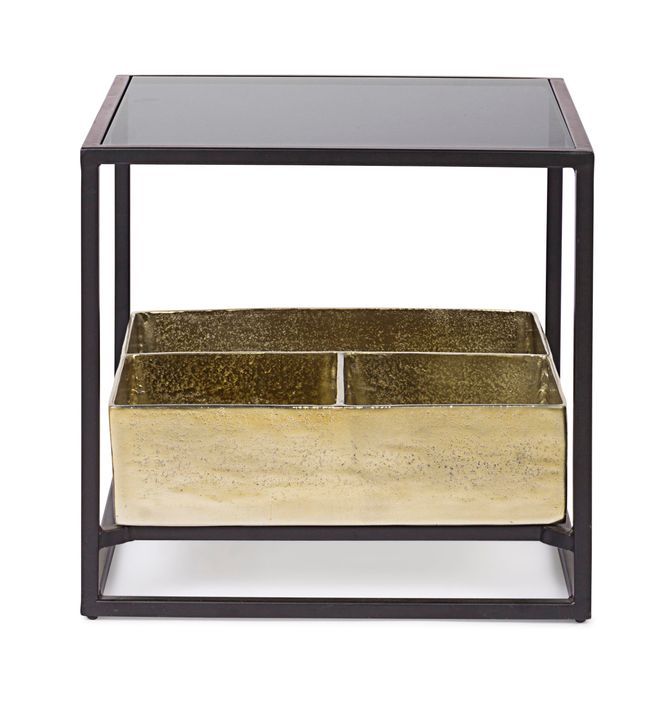 Table d'appoint carrée verre et acier bicolore Mirabel L 42 cm - Photo n°6