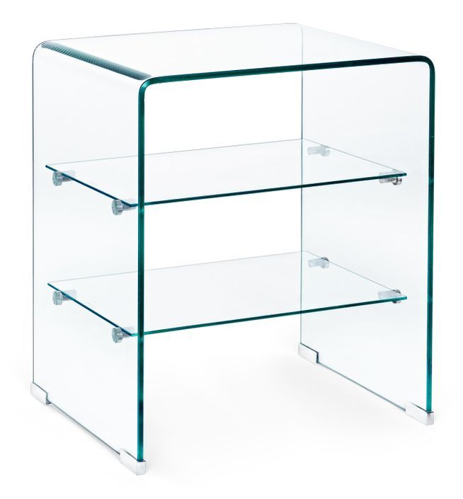 Table d'appoint carrée verre transparent 3 niveaux Iris L 50 cm - Photo n°1