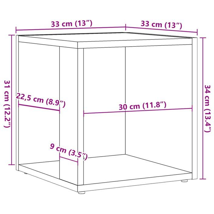 Table d'appoint chêne artisanal 33x33x34 cm bois d'ingénierie - Photo n°9