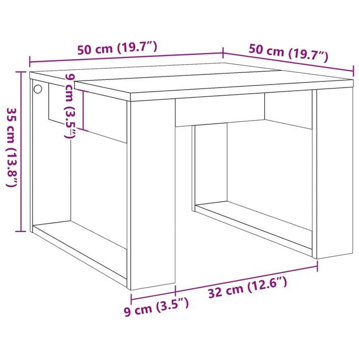 Table d'appoint chêne artisanal 50x50x35 cm bois d'ingénierie - Photo n°9