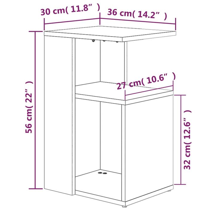 Table d'appoint Chêne fumé 36x30x56 cm Bois d'ingénierie - Photo n°6