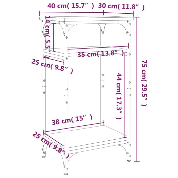 Table d'appoint Chêne fumé 40x30x75 cm Bois d'ingénierie - Photo n°10