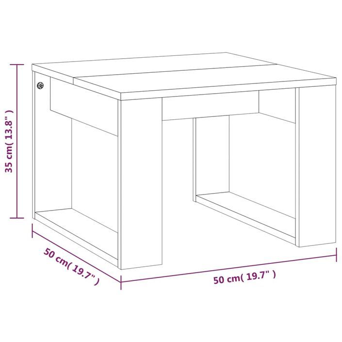 Table d'appoint Chêne fumé 50x50x35 cm Bois d'ingénierie - Photo n°8