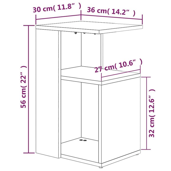 Table d'appoint Chêne marron 36x30x56 cm Bois d'ingénierie - Photo n°6