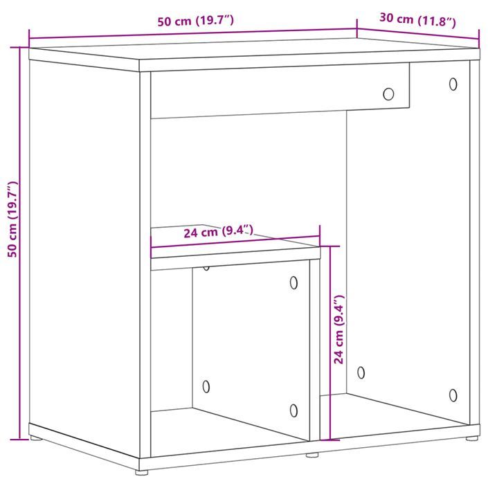 Table d'appoint Chêne marron 50x30x50 cm Bois d'ingénierie - Photo n°10