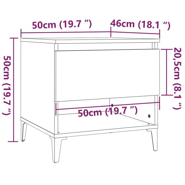 Table d'appoint Chêne marron 50x46x50 cm Bois d'ingénierie - Photo n°10