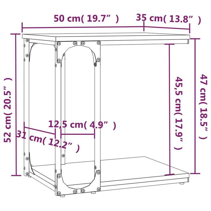 Table d'appoint Chêne sonoma 50x35x52 cm Bois d'ingénierie - Photo n°8