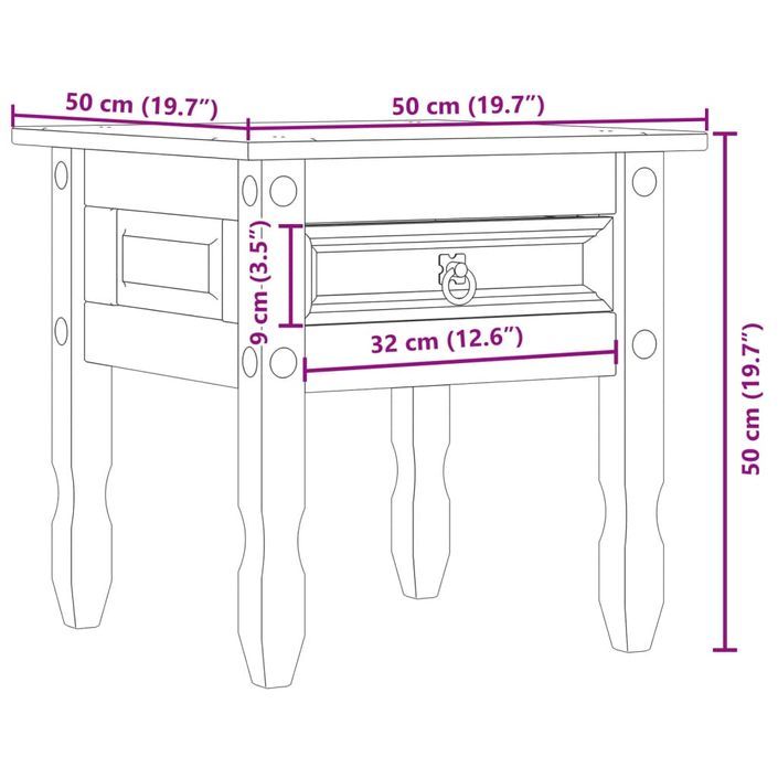 Table d'appoint Corona 50x50x50 cm bois de pin massif - Photo n°9