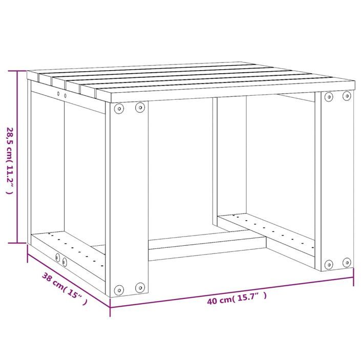 Table d'appoint de jardin 40x38x28,5 cm bois massif de pin - Photo n°8