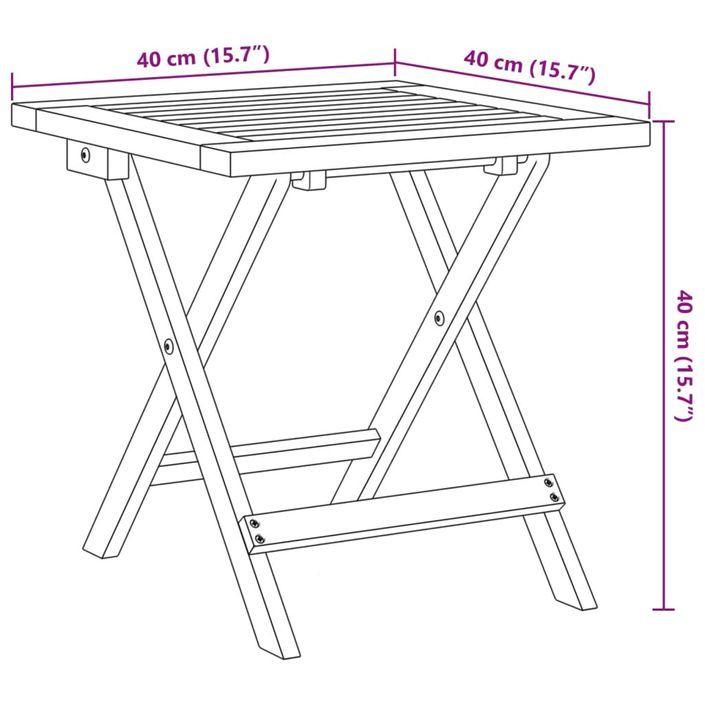 Table d’appoint de jardin 40x40x40 cm bois d'acacia massif - Photo n°7