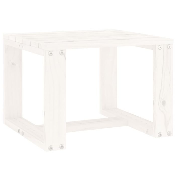 Table d'appoint de jardin blanc 40x38x28,5cm bois massif de pin - Photo n°1