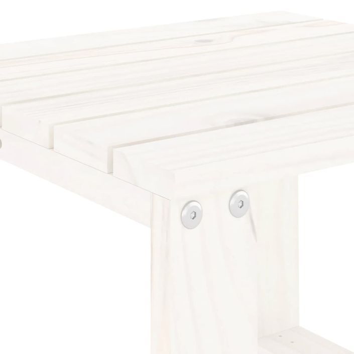 Table d'appoint de jardin blanc 40x38x28,5cm bois massif de pin - Photo n°6