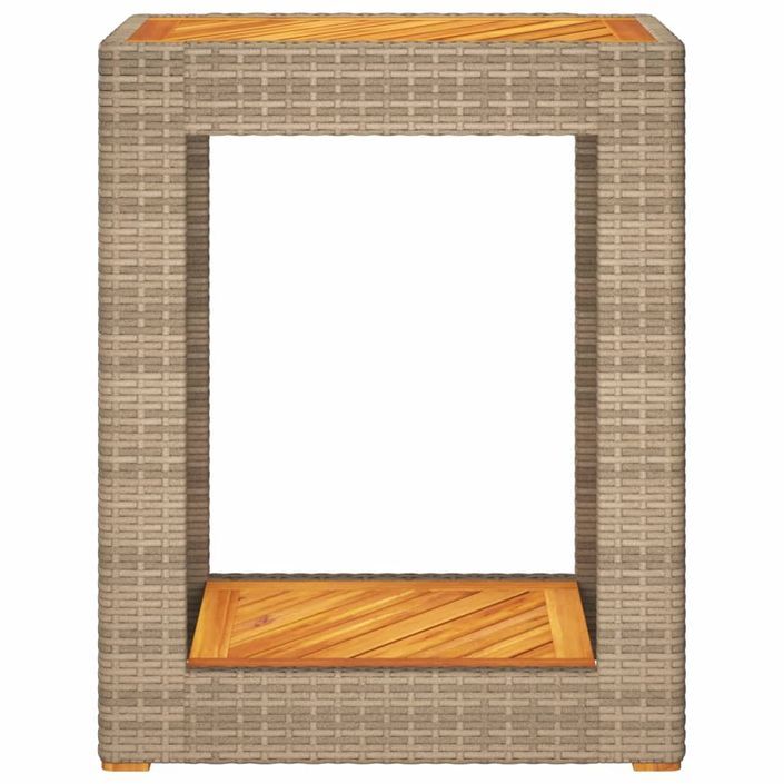 Table d'appoint de jardin dessus en bois beige 60x40x75 cm - Photo n°6