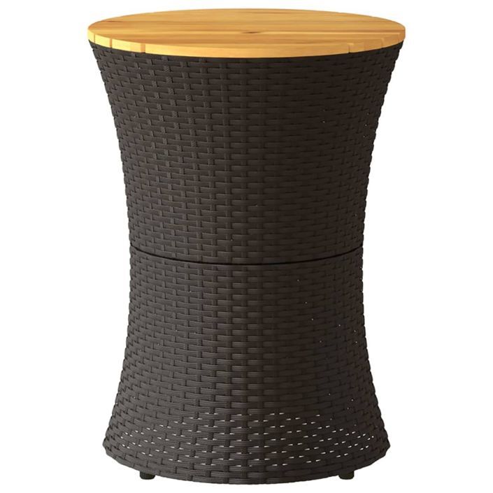 Table d'appoint de jardin forme tambour noir rotin bois massif - Photo n°4