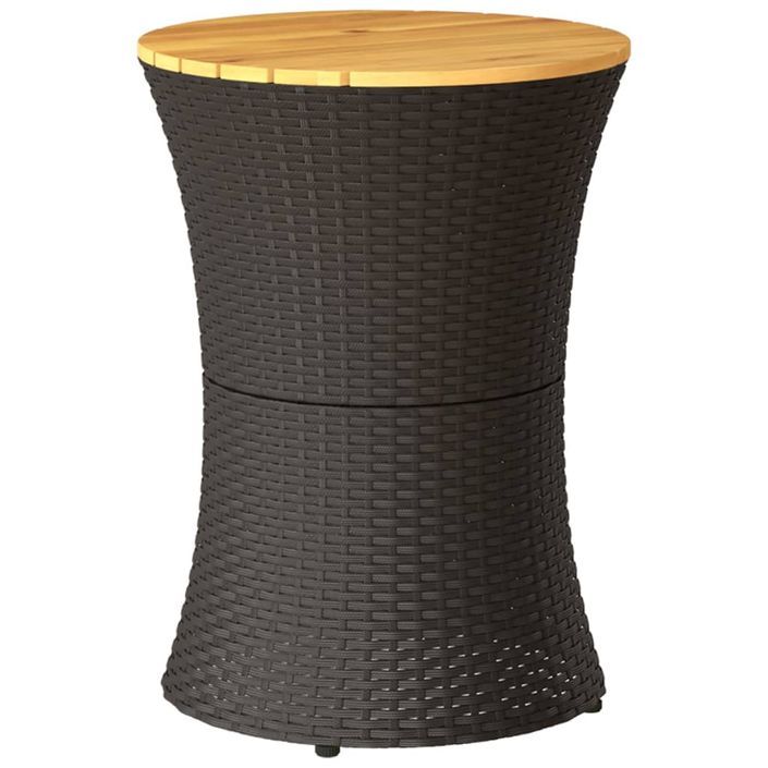 Table d'appoint de jardin forme tambour noir rotin bois massif - Photo n°6