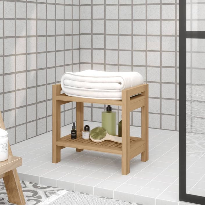 Table d'appoint de salle de bain 45x30x45cm bois de teck solide - Photo n°1