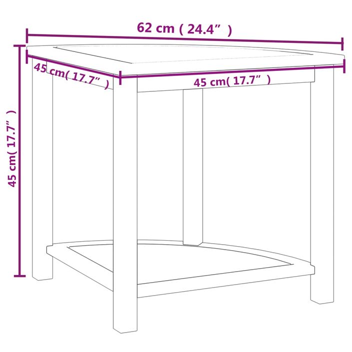 Table d'appoint de salle de bain 45x45x45cm bois de teck solide - Photo n°5