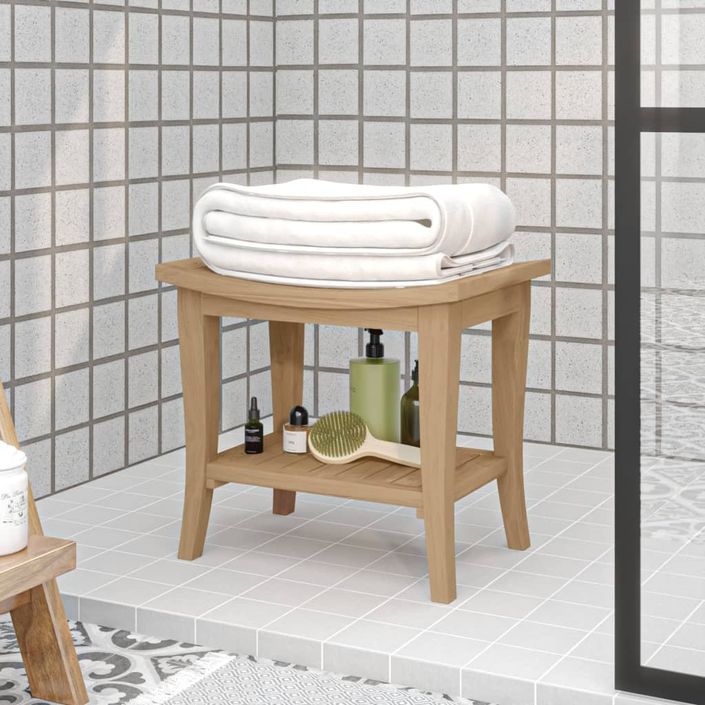 Table d'appoint de salle de bain 50x35x45cm bois de teck solide - Photo n°1