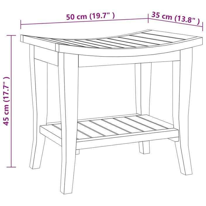 Table d'appoint de salle de bain 50x35x45cm bois de teck solide - Photo n°7