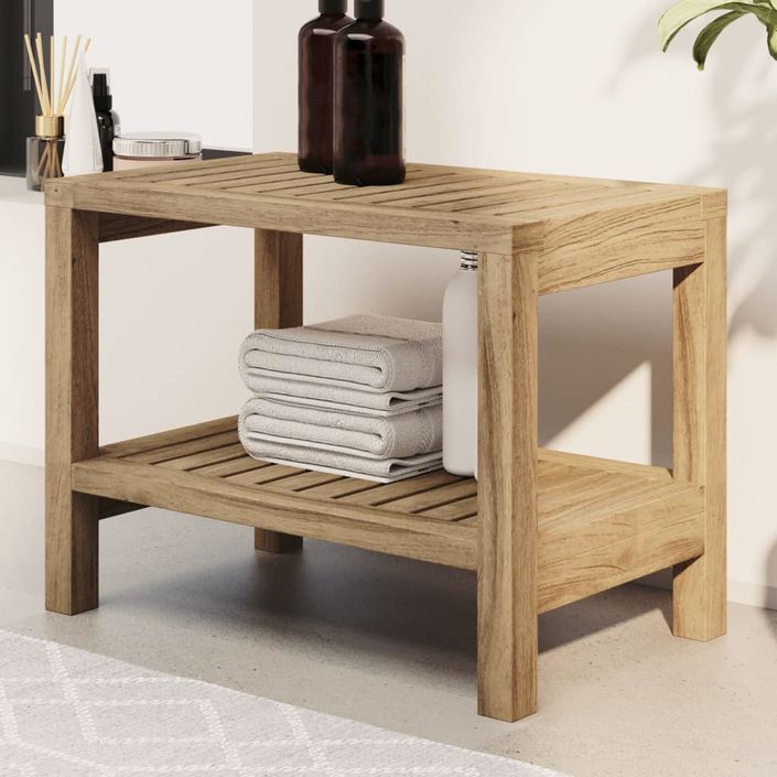 Table d'appoint de salle de bain 60x30x45cm bois de teck solide - Photo n°1