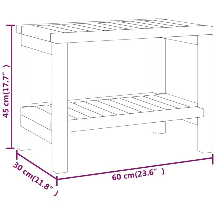 Table d'appoint de salle de bain 60x30x45cm bois de teck solide - Photo n°5