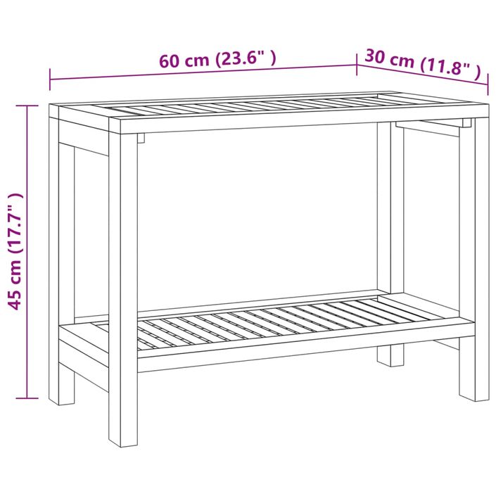 Table d'appoint de salle de bain 60x30x45cm bois de teck solide - Photo n°7