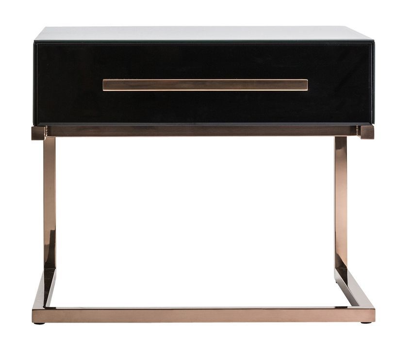 Table d'appoint design pieds acier doré et plateau miroir noir Oliva - Lot de 2 - Photo n°2