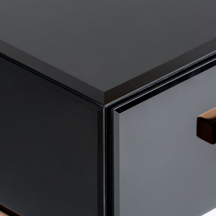 Table d'appoint design pieds acier doré et plateau miroir noir Oliva - Lot de 2 - Photo n°3