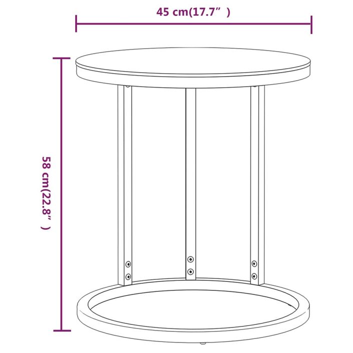 Table d'appoint Doré et marbre blanc 45 cm Verre trempé - Photo n°7