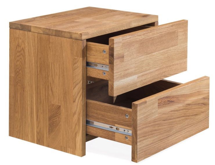 Table d'appoint en bois de chêne massif 2 tiroirs Danark 40 cm - Photo n°2