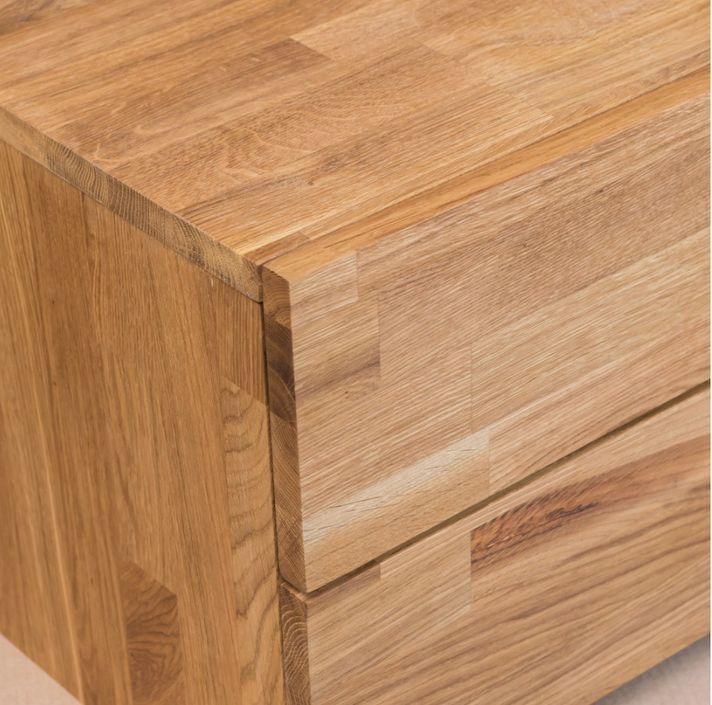 Table d'appoint en bois de chêne massif 2 tiroirs Danark 40 cm - Photo n°6