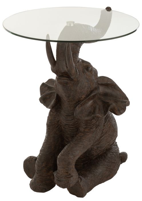 Table d'appoint en résine marron foncé Dumbo L 50.5 cm - Photo n°1