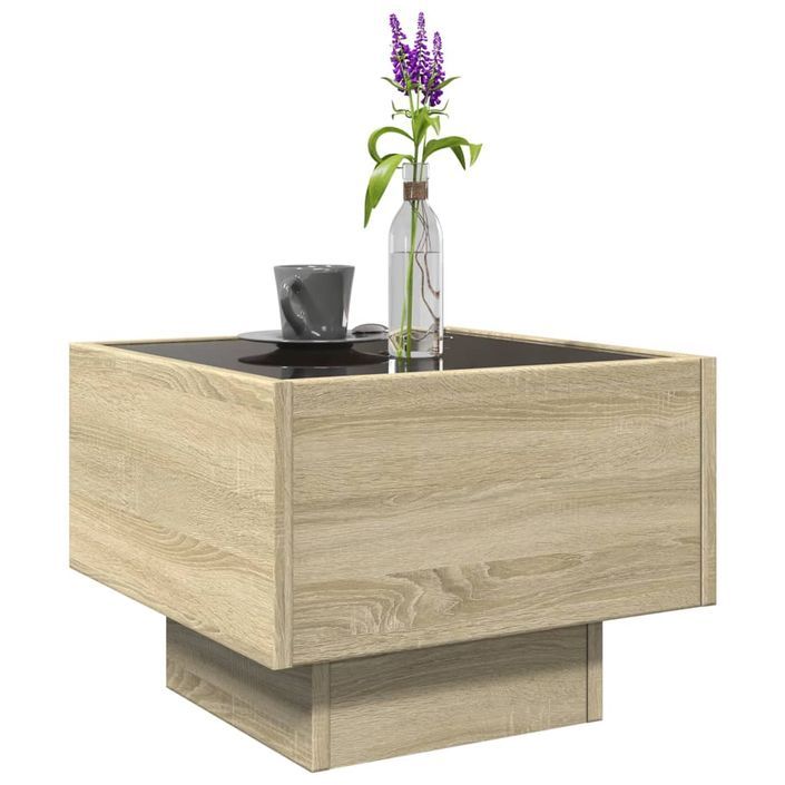 Table d'appoint et LED chêne sonoma 40x40x30 cm bois ingénierie - Photo n°5