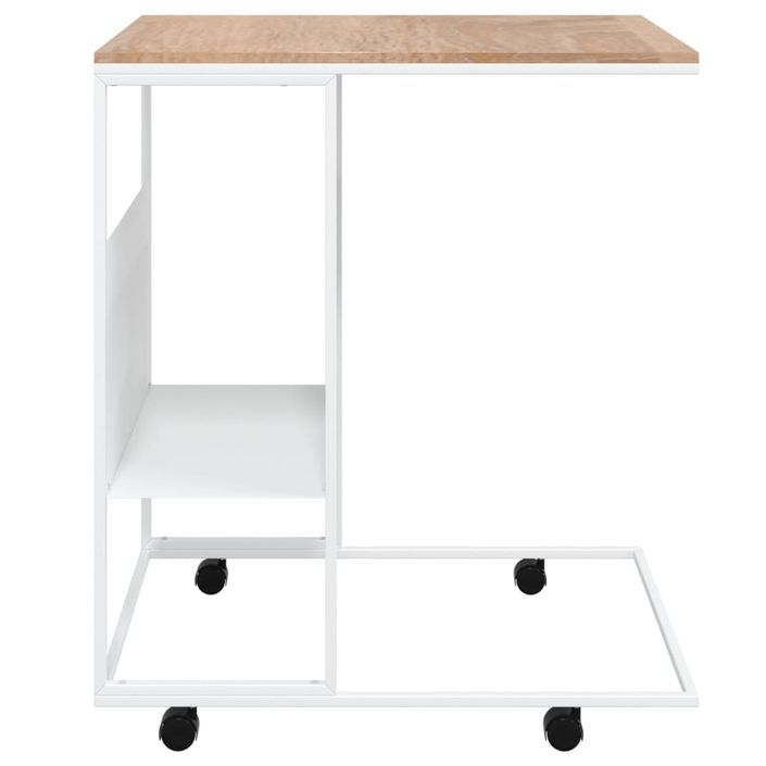 Table d'appoint et roues Blanc 55x36x63,5 cm Bois d'ingénierie - Photo n°3