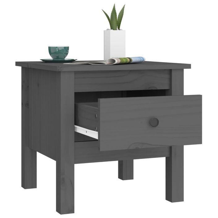 Table d'appoint Gris 40x40x39 cm Bois massif de pin - Photo n°5