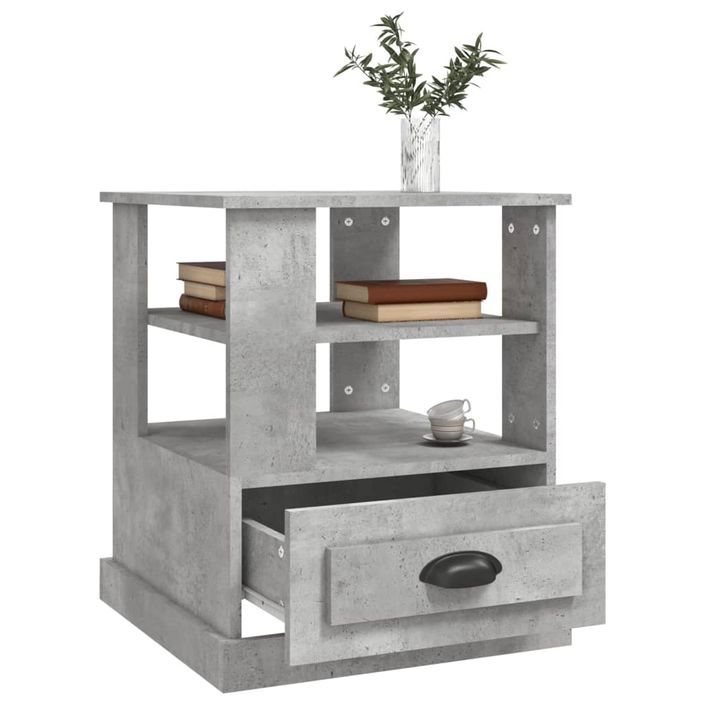 Table d'appoint gris béton 50x50x60 cm bois d'ingénierie - Photo n°5
