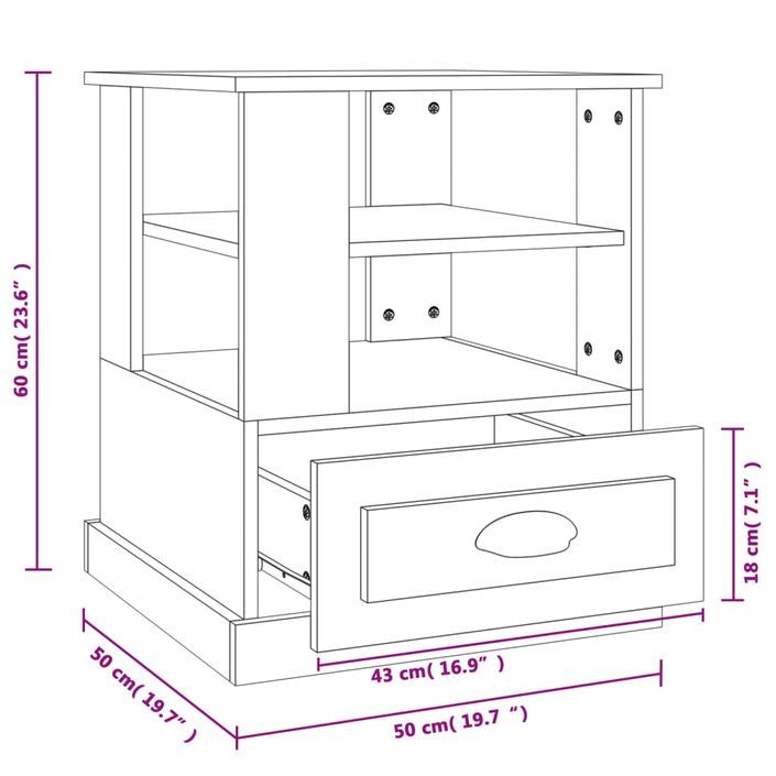 Table d'appoint gris béton 50x50x60 cm bois d'ingénierie - Photo n°10