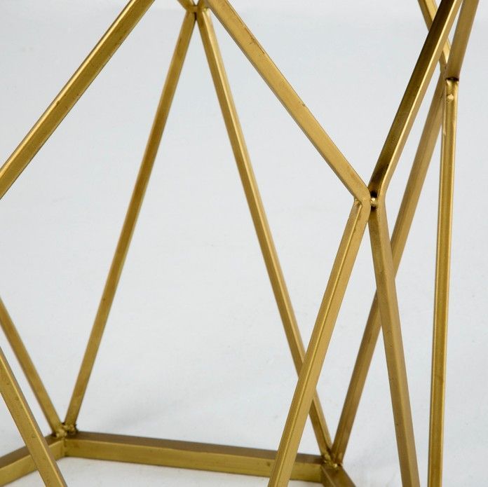 Table d'appoint hexagonale miroir vieilli et métal doré Hugos - Photo n°4