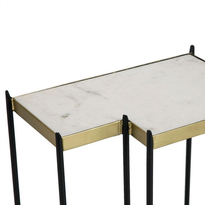 Table d'appoint marbre blanc et métal noir Thierry - Photo n°3