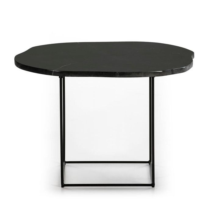 Table d'appoint marbre et pieds métal noir Trois - Photo n°2
